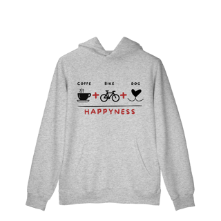 Nome do produto Moletom Prime Canguru - Coffee + Bike + Dog = Happyness