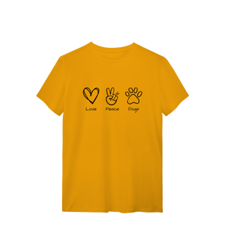 Nome do produto T-Shirt Quality - Love, Peace, Dogs