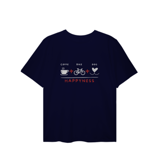 Nome do produto T-Shirt Plus Size - Coffee + Bike + Dog = Hapyness