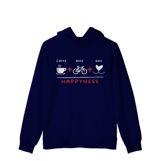 Nome do produto Moletom Prime Canguru - Coffee + Bike + Dog = Happyness