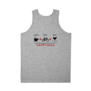 Nome do produto Regata Masculina Quality - Coffee + Bike + Dog = Hapyness