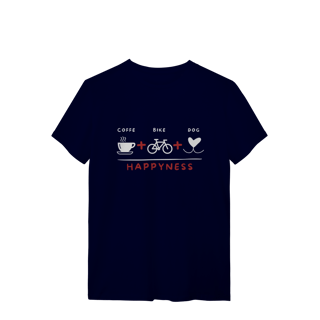 Nome do produto T-Shirt Quality - Coffee + Bike + Dog = Hapyness
