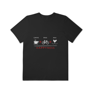 Nome do produto T-Shirt Plus Size - Coffee + Bike + Dog = Hapyness