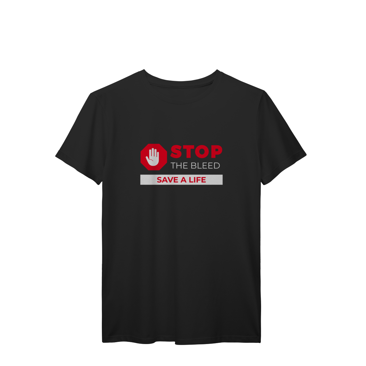 Nome do produto: Camisa Branca e Preta - Stop the Bleed