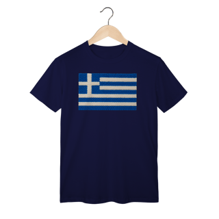 Nome do produto Camiseta com estampa da bandeira da Grécia com textura divertida 