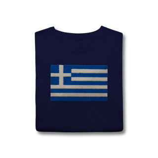 Nome do produto Camiseta com estampa da bandeira da Grécia com textura divertida 