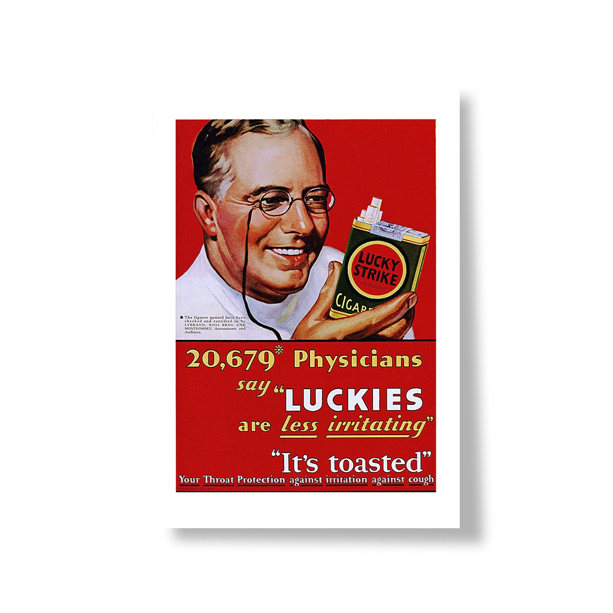 Nome do produto: Pôster Vintage Retrô – Propaganda Clássica Lucky Strike (Década de 40/50)