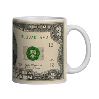 Nome do produto Caneca Nota de 3 Dólares – Uncle Sam Vintage | Humor & Colecionáveis
