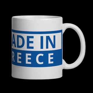 Nome do produto Caneca Cerâmica “Made in Greece” – Design Exclusivo em Azul e Branco
