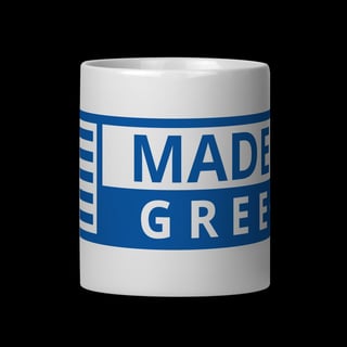 Nome do produto Caneca Cerâmica “Made in Greece” – Design Exclusivo em Azul e Branco