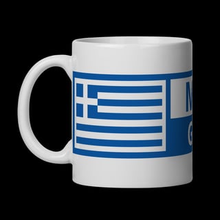 Nome do produto Caneca Cerâmica “Made in Greece” – Design Exclusivo em Azul e Branco