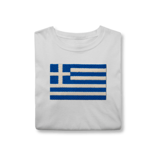 Nome do produto Camiseta com estampa da bandeira da Grécia com textura divertida 