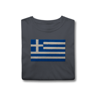 Nome do produto Camiseta com estampa da bandeira da Grécia com textura divertida 
