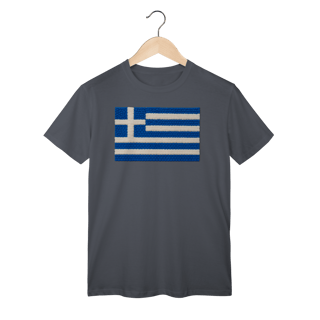 Nome do produto Camiseta com estampa da bandeira da Grécia com textura divertida 