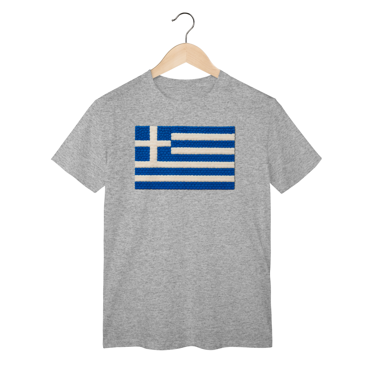 Nome do produto: Camiseta com estampa da bandeira da Grécia com textura divertida 