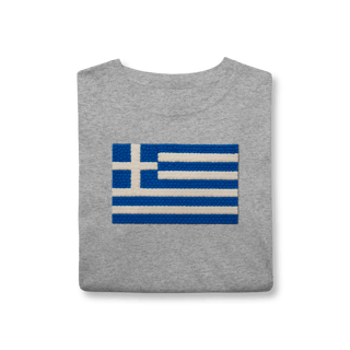 Nome do produto Camiseta com estampa da bandeira da Grécia com textura divertida 