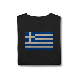 Nome do produto Camiseta com estampa da bandeira da Grécia com textura divertida 