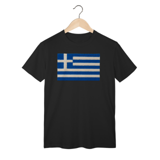 Nome do produto Camiseta com estampa da bandeira da Grécia com textura divertida 