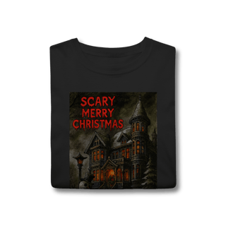 Nome do produto Camiseta Scary Merry Christmas – Camiseta Natal Gótica Engraçada, Estampa de Neve Sombria, Presente Alternativo