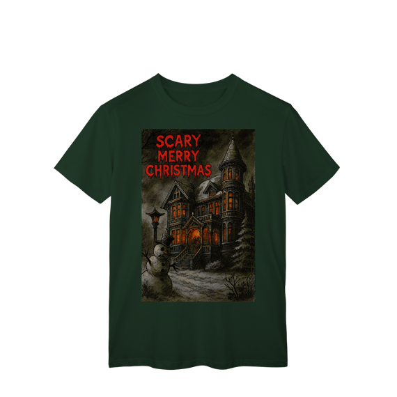 Camiseta Scary Merry Christmas – Camiseta Natal Gótica Engraçada, Estampa de Neve Sombria, Presente Alternativo