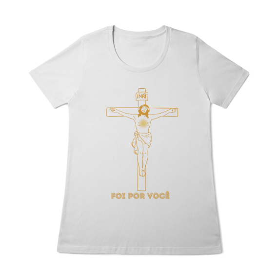  Camiseta Feminina Baby Long Quality - Foi por Você - Cruz