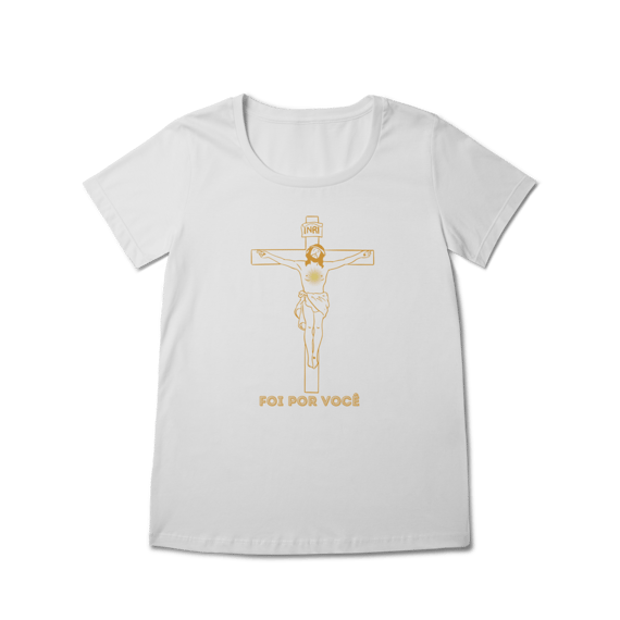  Camiseta Feminina Baby Long Prime - Foi por Você - Cruz