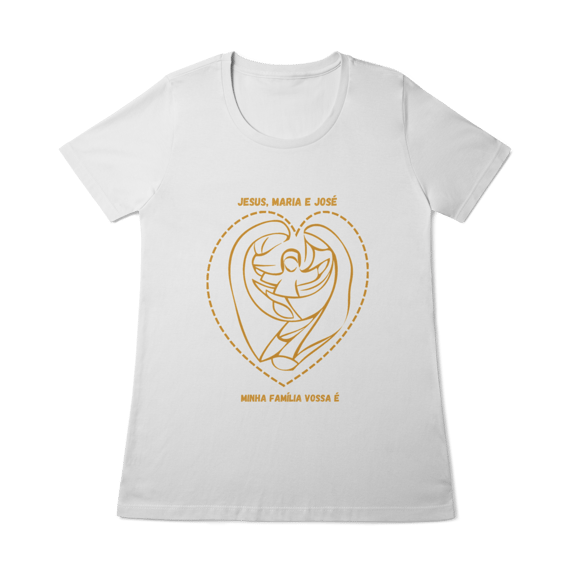  Camiseta Feminina Baby Long Quality - Jesus, Maria e José  - Minha Família