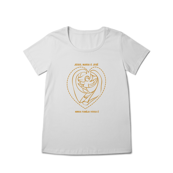  Camiseta Feminina Baby Long Prime - Jesus, Maria e José  - Minha Família