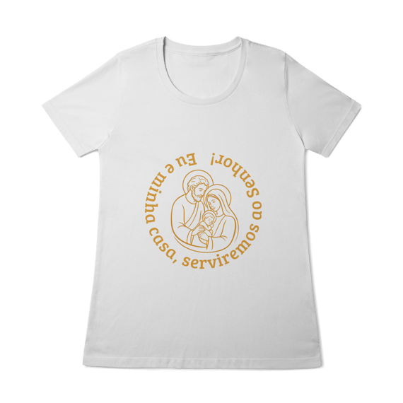  Camiseta Feminina Baby Long Quality - Eu e Minha Casa Serviremos ao Senhor