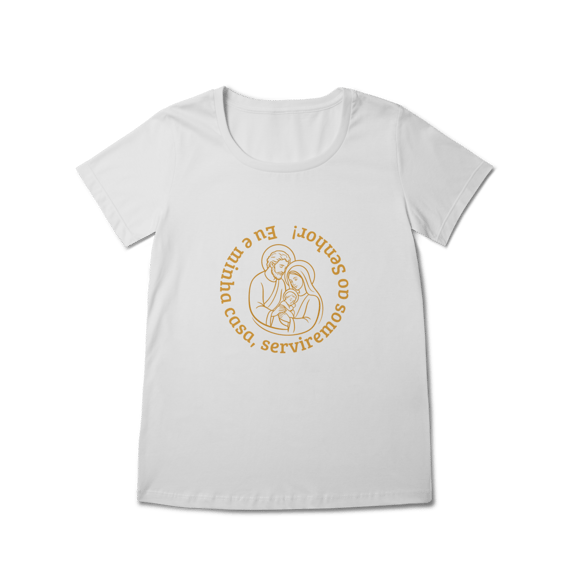  Camiseta Feminina Baby Long Prime - Eu e Minha Casa Serviremos ao Senhor