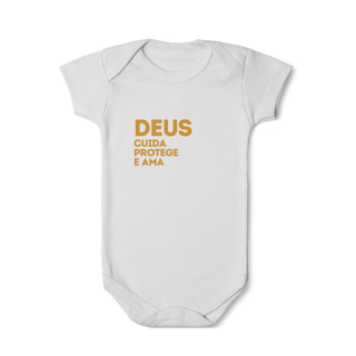 Nome do produto Body Infantil - Deus cuida, protege e ama