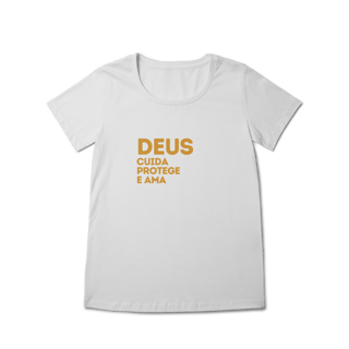 Nome do produto  Camiseta Feminina Baby Long Prime - Deus cuida, protege e ama