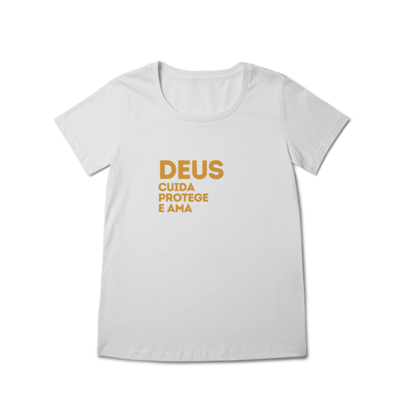  Camiseta Feminina Baby Long Prime - Deus cuida, protege e ama