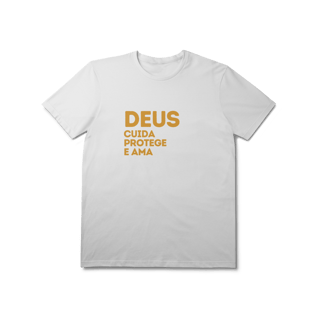 Camiseta Unissex T-Shirt Prime - Deus cuida, protege e ama