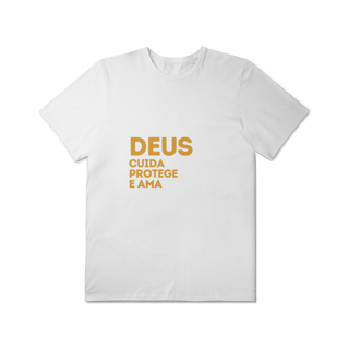  Camiseta Unissex T-Shirt Plus Size - Deus cuida, protege e ama