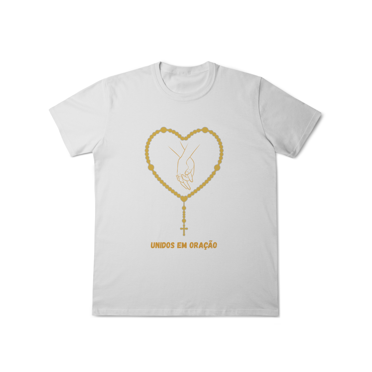  Camiseta Unissex T-Shirt Classic - Unidos em oração - Terço