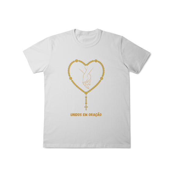  Camiseta Unissex T-Shirt Classic - Unidos em oração - Terço