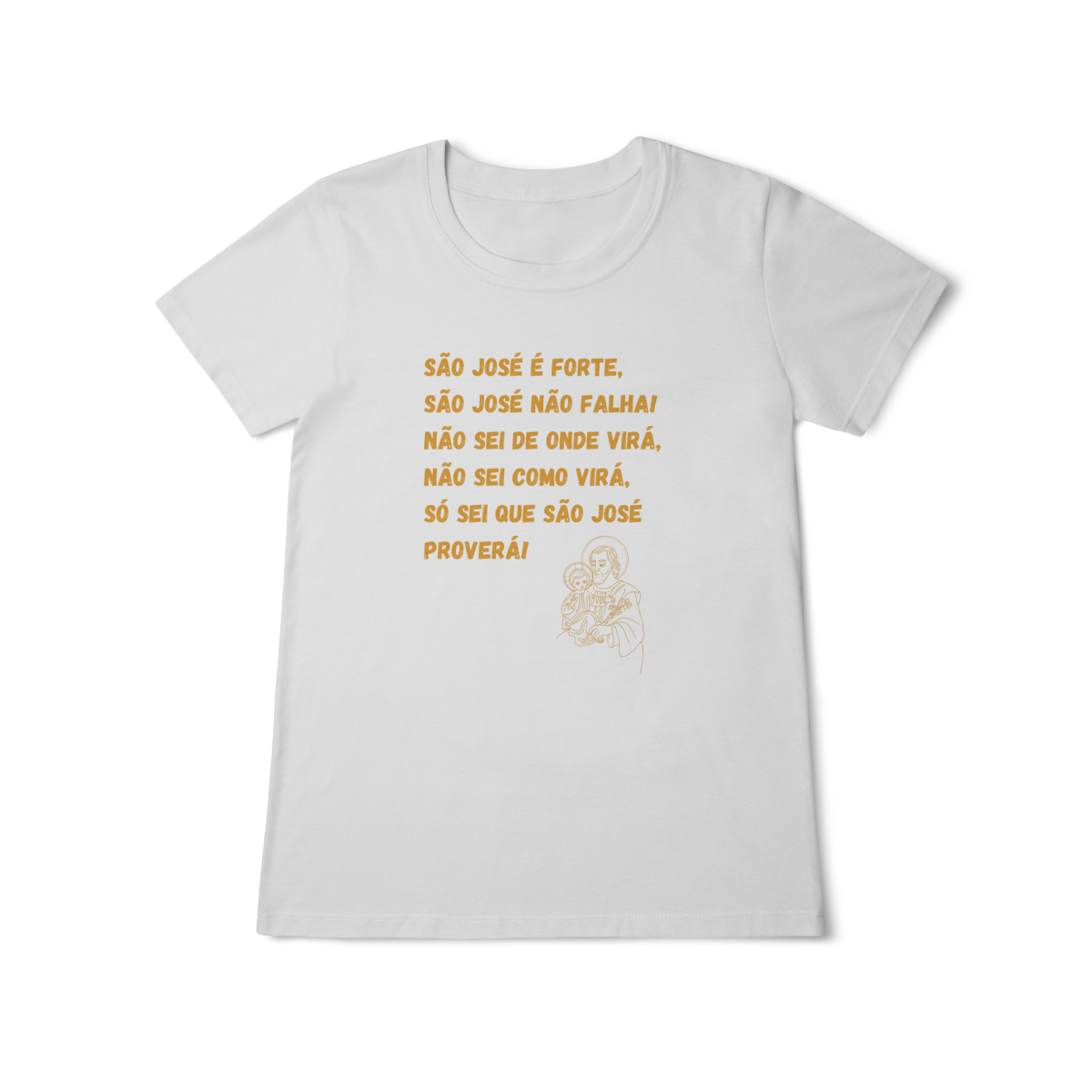 Camiseta Feminina Baby Long Classic - São José é forte - Jaculatória