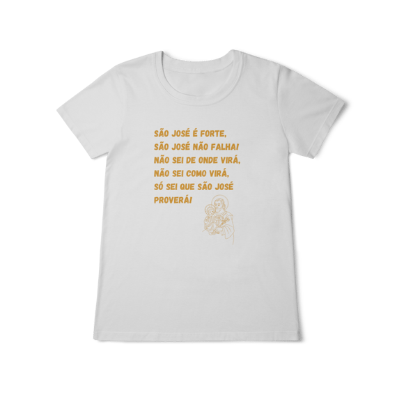 Camiseta Feminina Baby Long Classic - São José é forte - Jaculatória