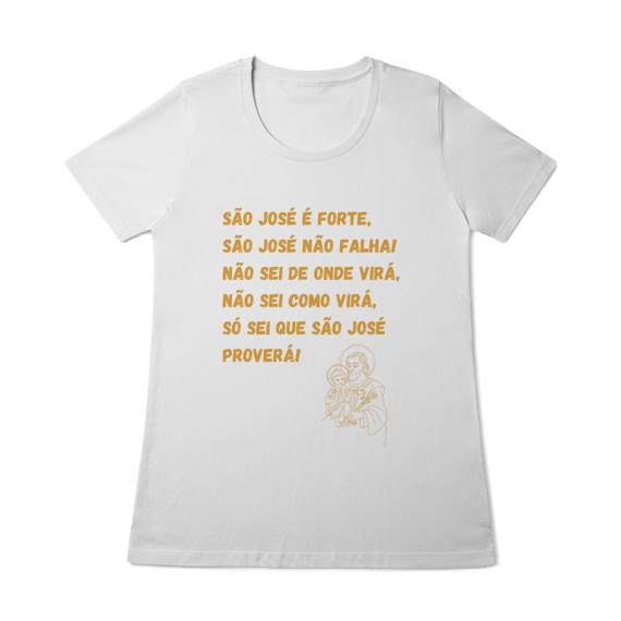  Camiseta Feminina Baby Long Quality - São José é forte - Jaculatória