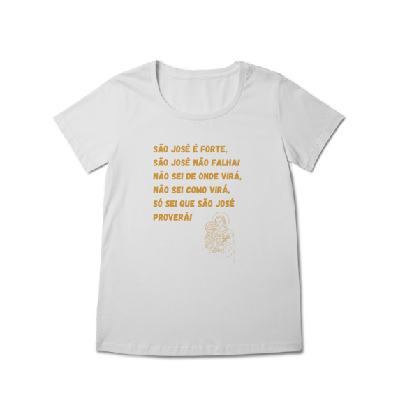  Camiseta Feminina Baby Long Prime - São José é forte - Jaculatória