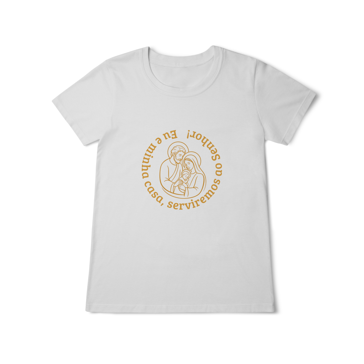 Camiseta Feminina Baby Long Classic - Eu e Minha Casa Serviremos ao Senhor