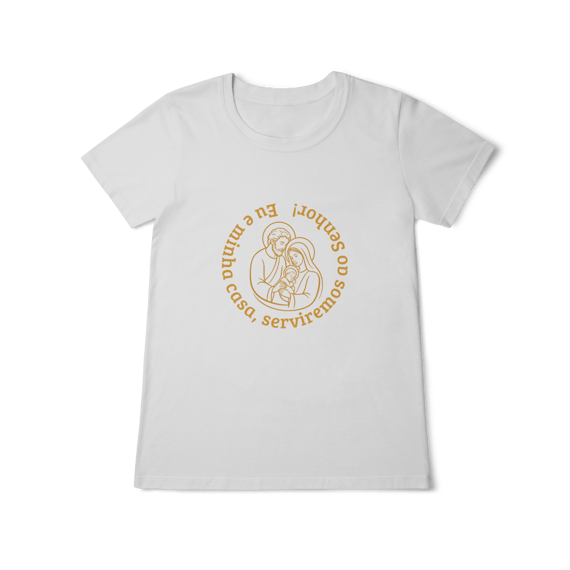 Camiseta Feminina Baby Long Classic - Eu e Minha Casa Serviremos ao Senhor
