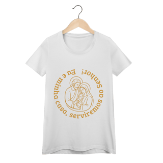Nome do produto  Camiseta Feminina Baby Long Quality - Eu e Minha Casa Serviremos ao Senhor