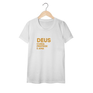 Nome do produto Camiseta Feminina Baby Long Classic - Deus cuida, protege e ama