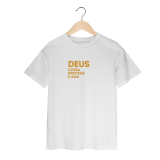 Nome do produto  Camiseta Quality Infantil (2 a 8) - Deus cuida, protege e ama