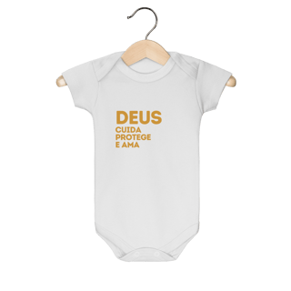 Nome do produto Body Infantil - Deus cuida, protege e ama