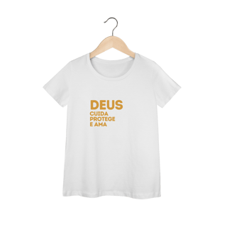 Nome do produto  Camiseta Feminina Baby Long Prime - Deus cuida, protege e ama
