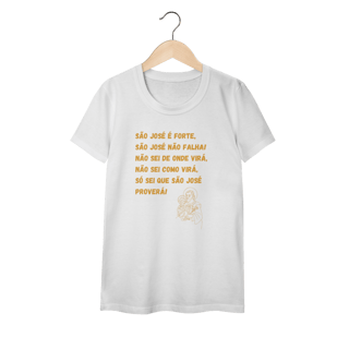 Nome do produto Camiseta Feminina Baby Long Classic - São José é forte - Jaculatória