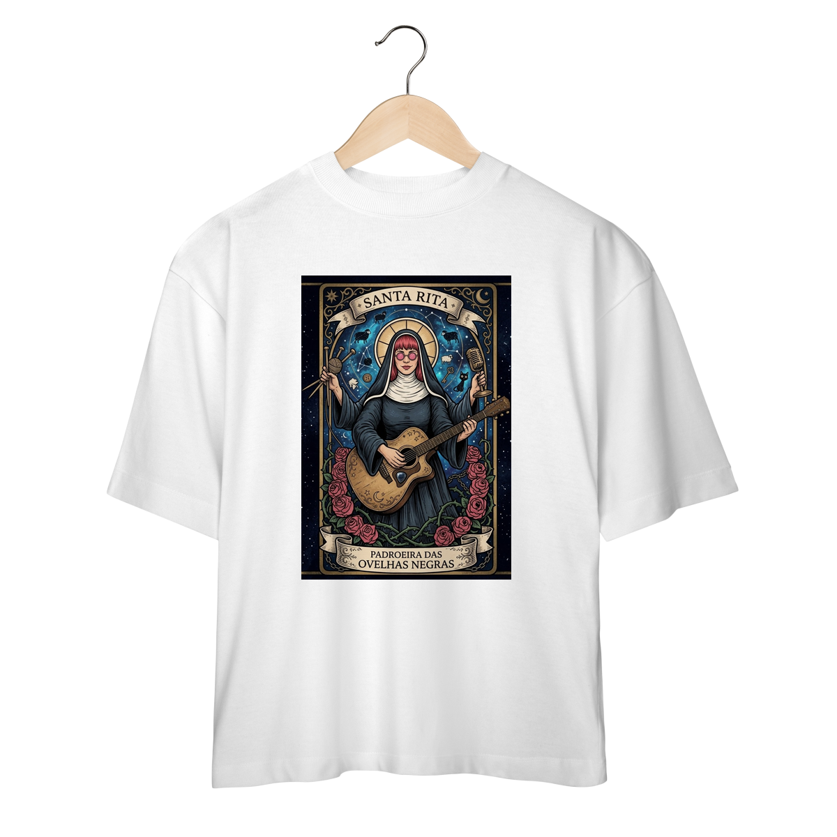 Nome do produto: Camiseta Oversized - Rita Lee - Padroeira das Ovelhas Negras